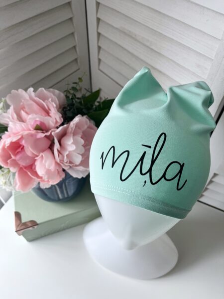 Cepure Mint mīļa melna apdruka